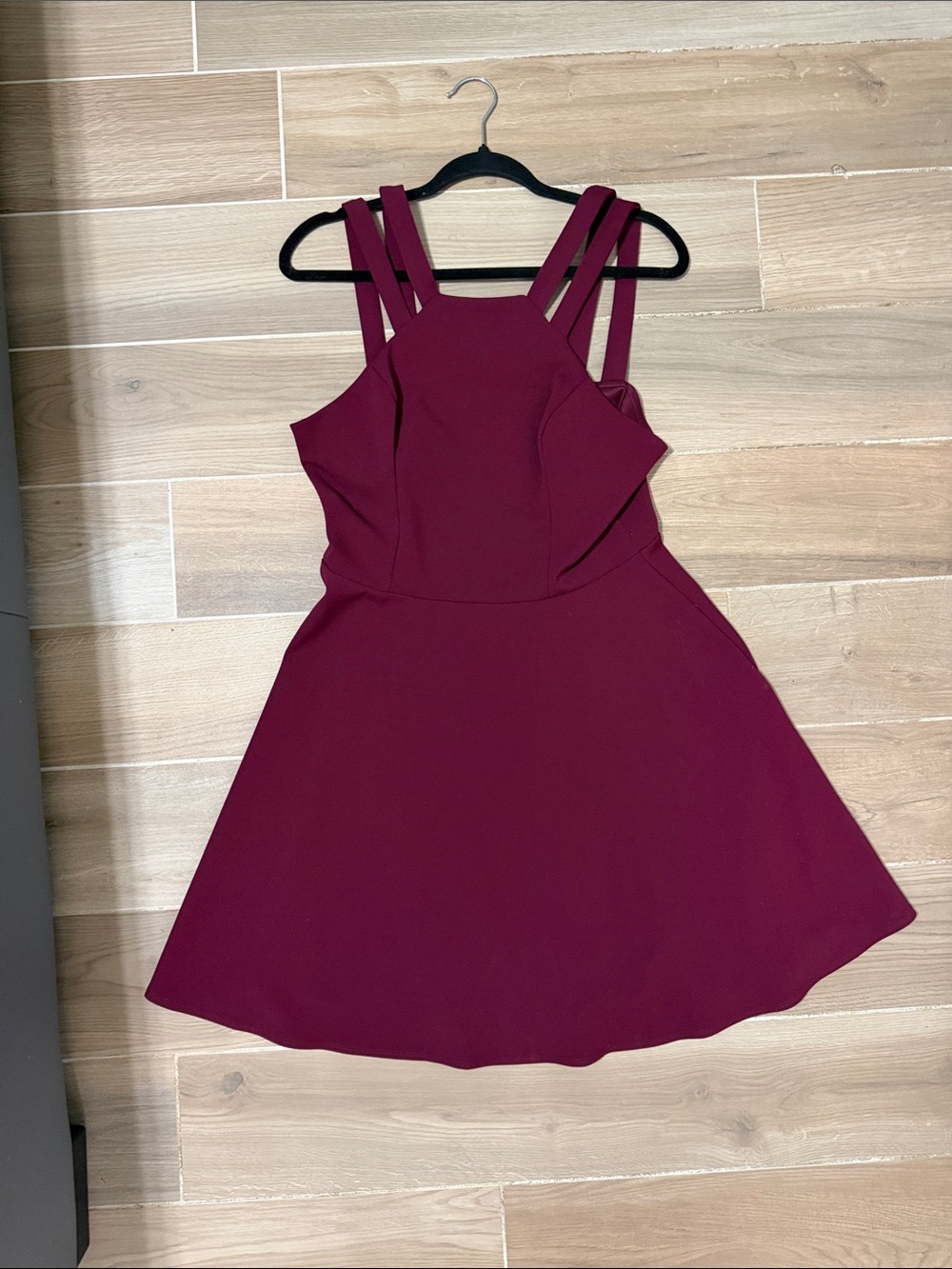 B Darlin Double-Strap Fit-and-Flare Dress - Burgundy
